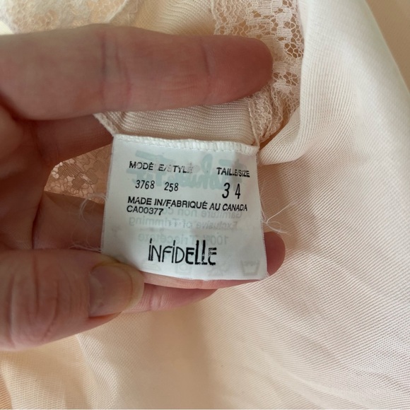 Vintage Pink Lace Slip Dress 34 | Midi Length Lingerie Coquette Bridal Style - Picture 5 of 9